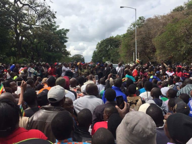 Zimbabweans march in solidarity with the army and demand President Mugabe to step down.