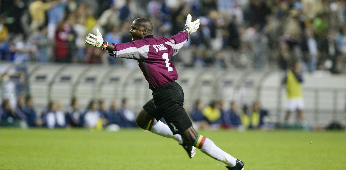 Senegal’s goalkeeper Tony Sylva celebrates his side’s famous win against France at the 2002 Fifa World Cup.