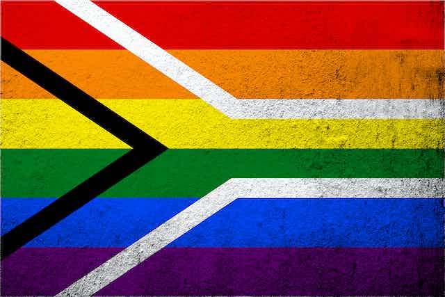 Pride flag outlined on the South African flag