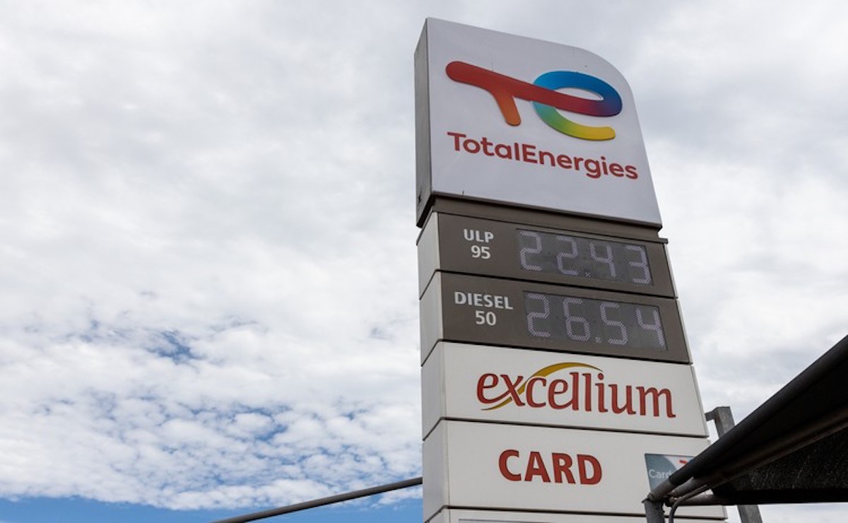 TotalEnergies’s display board showing petrol, gas and diesel prices to customers