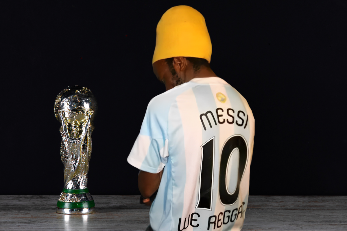 Winky D, wearing Lionel Messi Argentina shirt