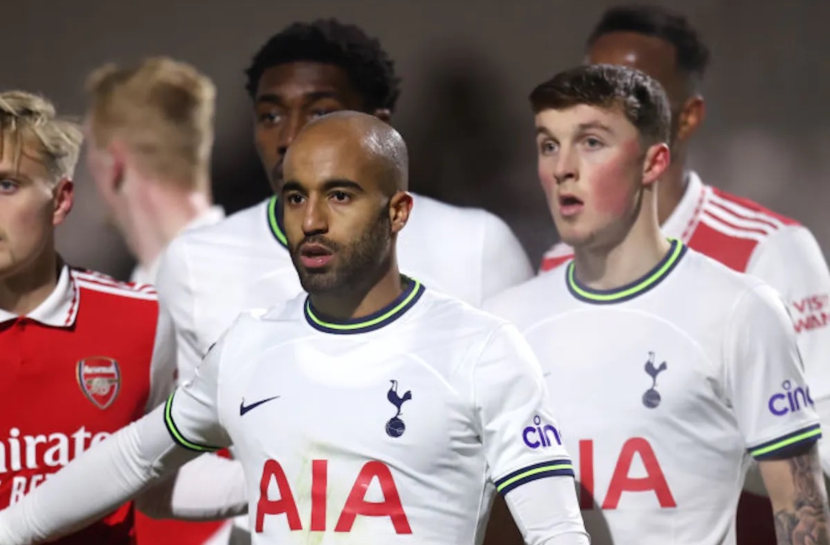Tottenham Hotspur play Arsenal in a Premier League match in 2023