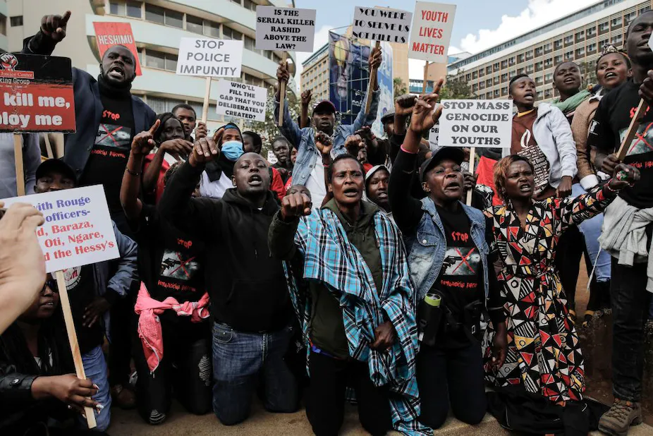 Kenyans protest against police extrajudicial killings in Nairobi in December 2022.