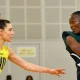 Thandi Galleta of Malawi (right) and Karin Burger of New Zealand in a 2023 World Cup warm up match in Cape Town