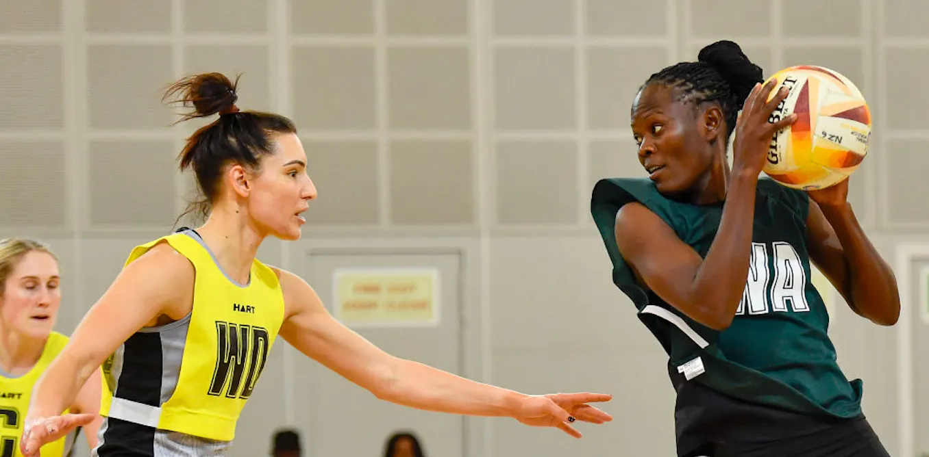 Thandi Galleta of Malawi (right) and Karin Burger of New Zealand in a 2023 World Cup warm up match in Cape Town