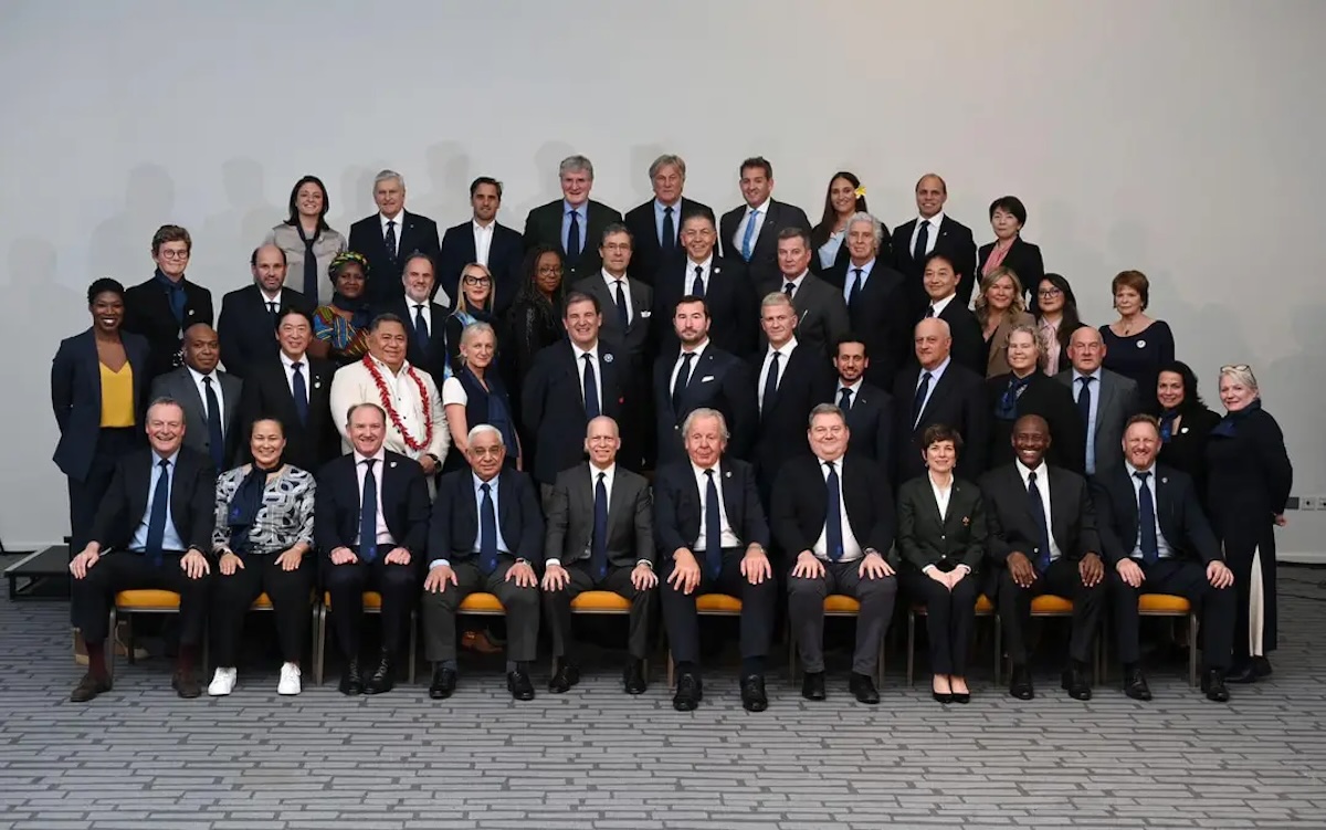 Herbert Mensah with new members of the Executive Board of World Cup following elections in Dublin last December.